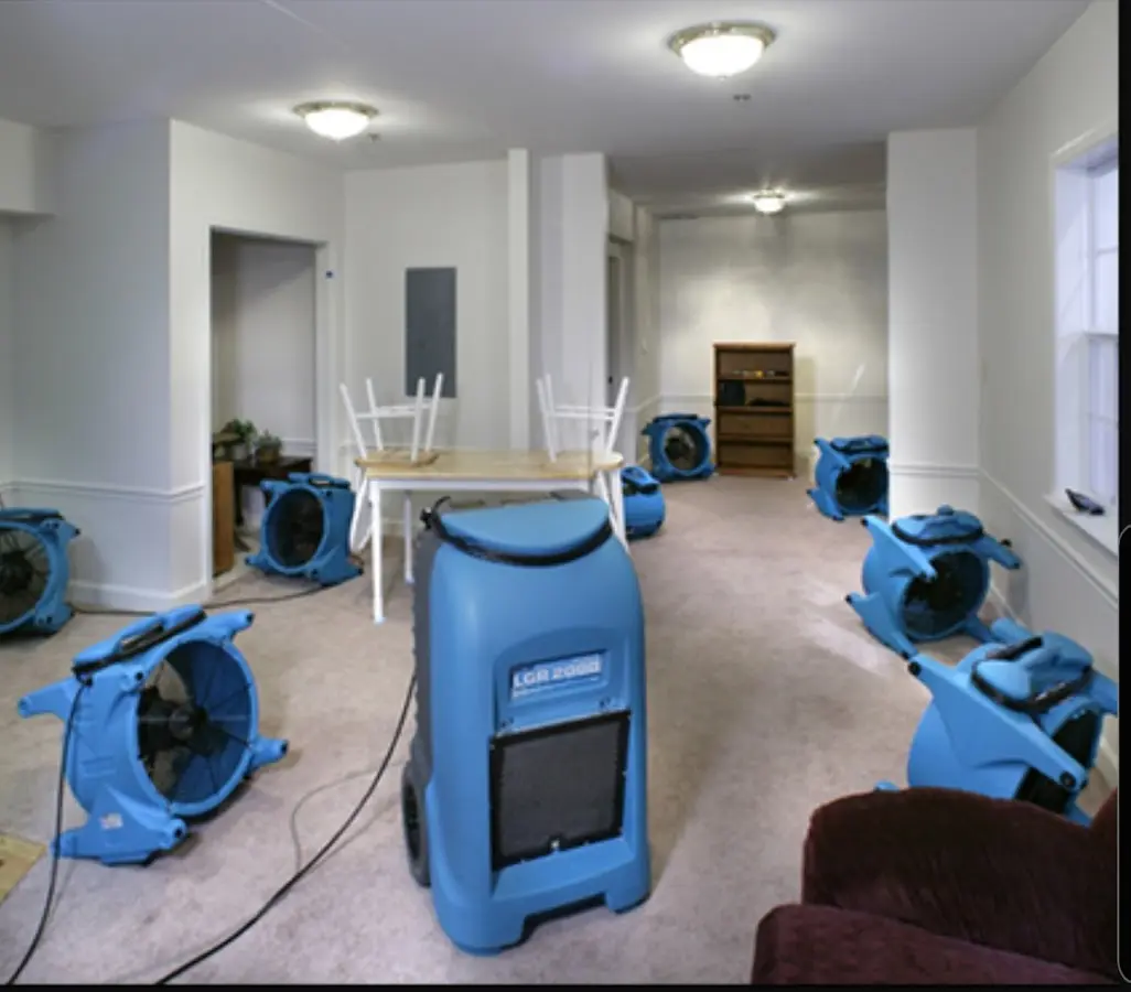 Air movers and dehumidifier setup for Water Damage Restoration in Fort Thomas